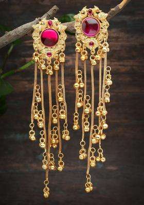 Gold-Plated Classic Drop Earrings with Crystal for Women | Traditional Ethnic Jewellery for Wedding & Festive Wear | Gift for Her