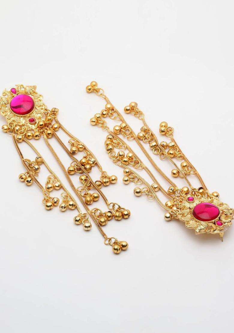 Gold-Plated Classic Drop Earrings with Crystal for Women | Traditional Ethnic Jewellery for Wedding & Festive Wear | Gift for Her - Indya