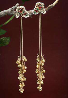 Gold-Plated Classic Drop Earrings with Crystal for Women | Traditional Ethnic Jewellery for Wedding & Festive Wear | Gift for Her