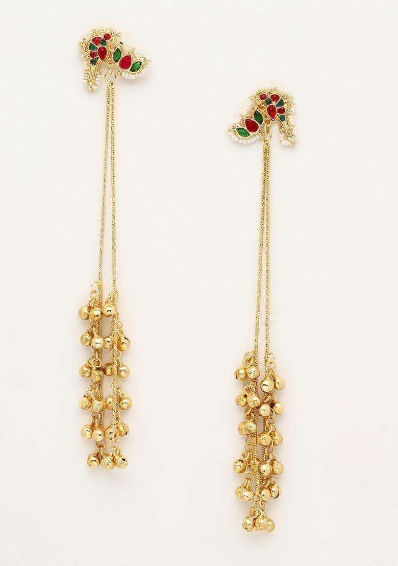 Gold-Plated Classic Drop Earrings with Crystal for Women | Traditional Ethnic Jewellery for Wedding & Festive Wear | Gift for Her - Indya