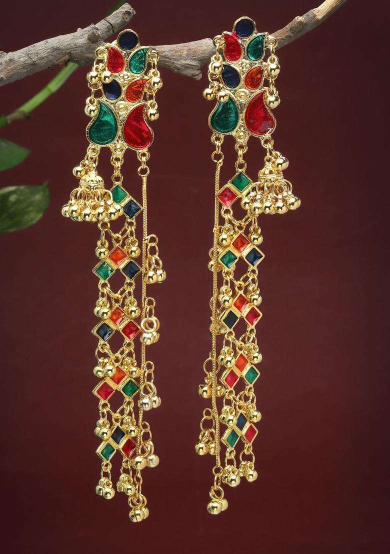 Gold-Plated Classic Drop Earrings for Women | Traditional Ethnic Jewellery for Wedding & Festive Wear | Gift for Her - Indya