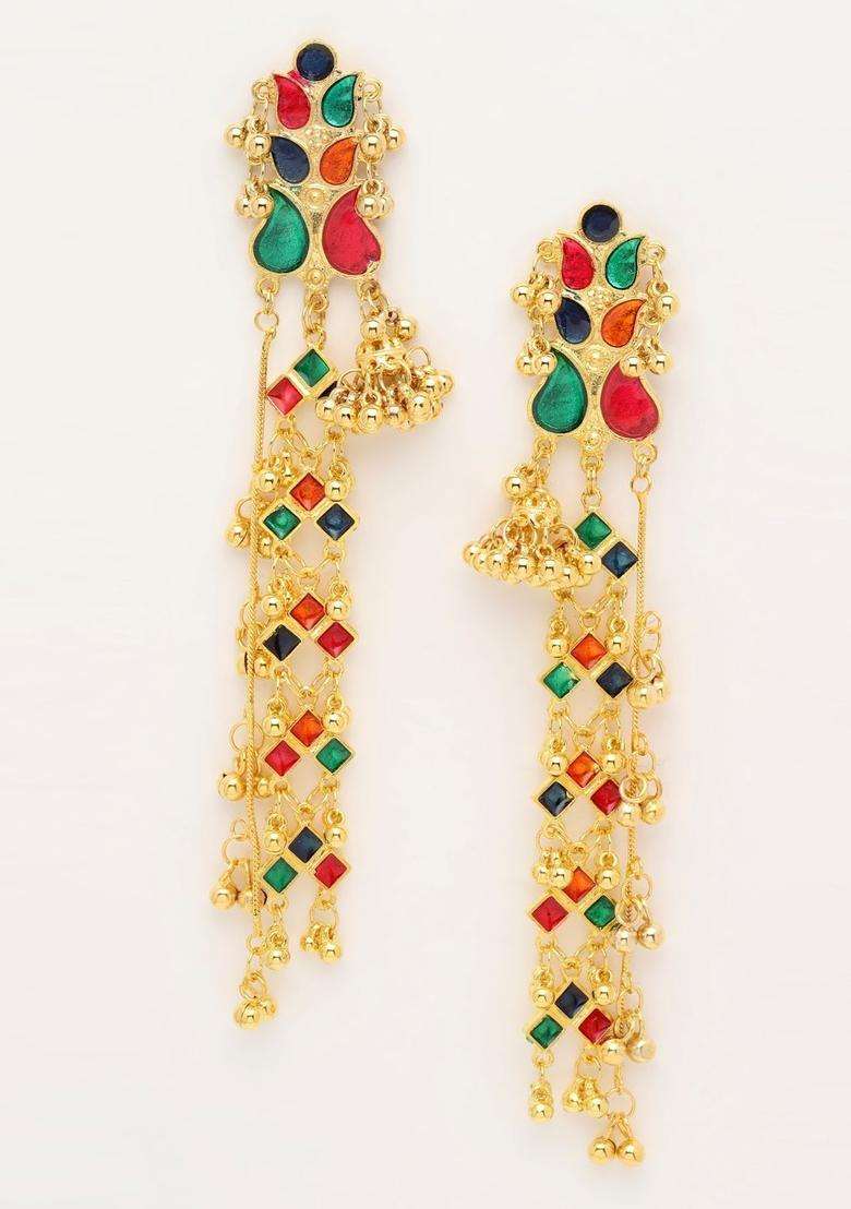 Gold-Plated Classic Drop Earrings for Women | Traditional Ethnic Jewellery for Wedding & Festive Wear | Gift for Her - Indya
