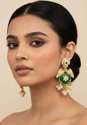 Gold-Plated Classic Jhumkas Earrings with Kundan for Women | Traditional Ethnic Jewellery for Wedding & Festive Wear | Gift for Her