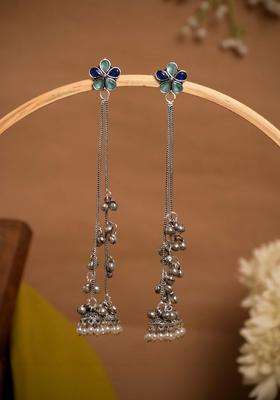 Silver-Plated Floral Drop Earrings for Women | Traditional Ethnic Jewellery for Wedding & Festive Wear | Gift for Her