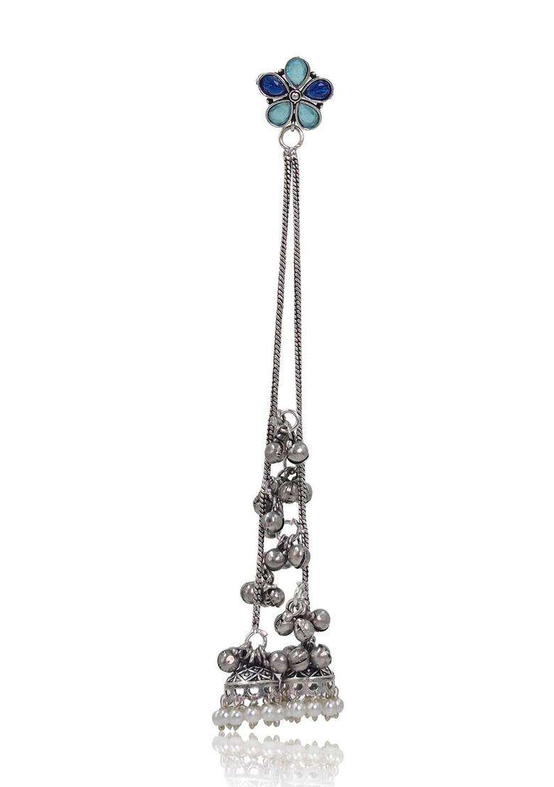 Silver-Plated Floral Drop Earrings for Women | Traditional Ethnic Jewellery for Wedding & Festive Wear | Gift for Her - Indya