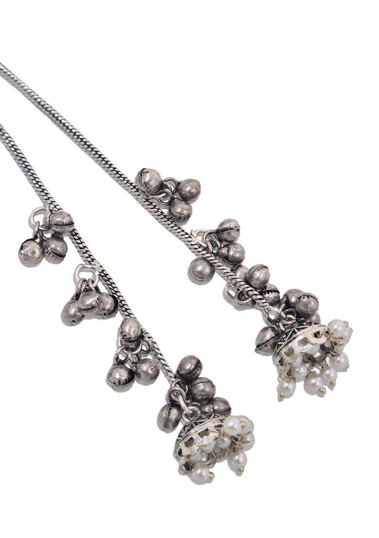Silver-Plated Floral Drop Earrings for Women | Traditional Ethnic Jewellery for Wedding & Festive Wear | Gift for Her - Indya