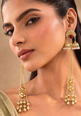 Gold-Plated Drop Earrings for Women | Traditional Ethnic Jewellery for Wedding & Festive Wear | Gift for Her