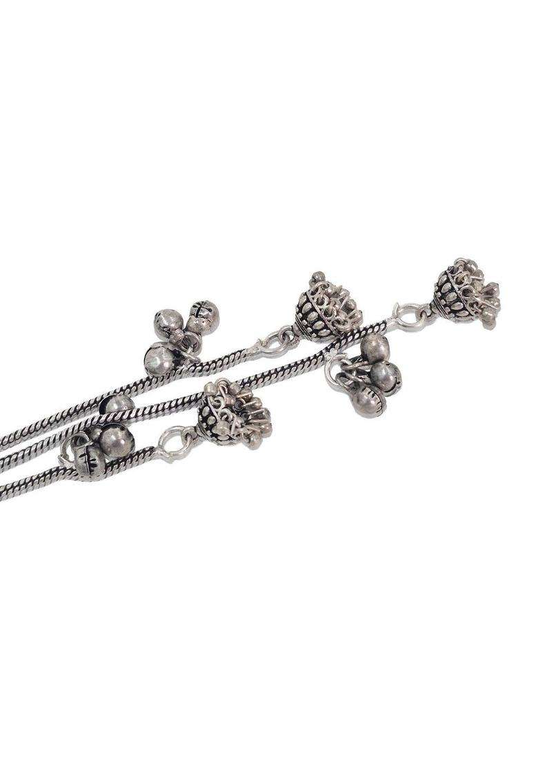 Silver-Plated Floral Drop Earrings for Women | Traditional Ethnic Jewellery for Wedding & Festive Wear | Gift for Her - Indya