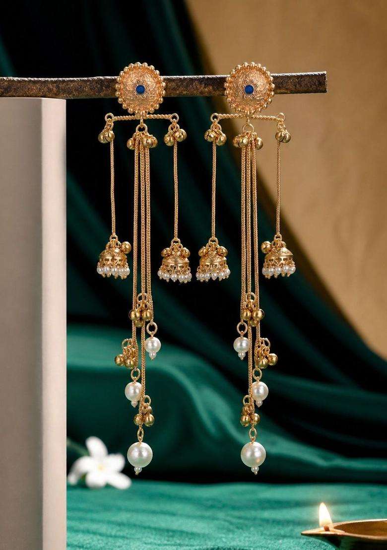 Gold-Plated Classic Drop Earrings for Women | Traditional Ethnic Jewellery for Wedding & Festive Wear | Gift for Her - Indya