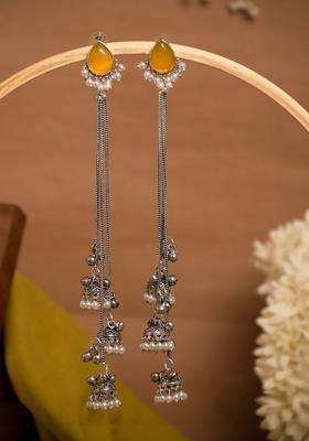 Silver-Plated Teardrop Shaped Drop Earrings for Women | Traditional Ethnic Jewellery for Wedding & Festive Wear | Gift for Her