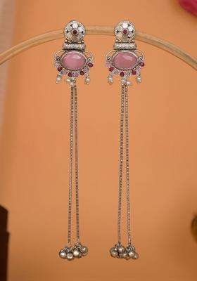 Silver-Plated Geometric Drop Earrings for Women | Traditional Ethnic Jewellery for Wedding & Festive Wear | Gift for Her