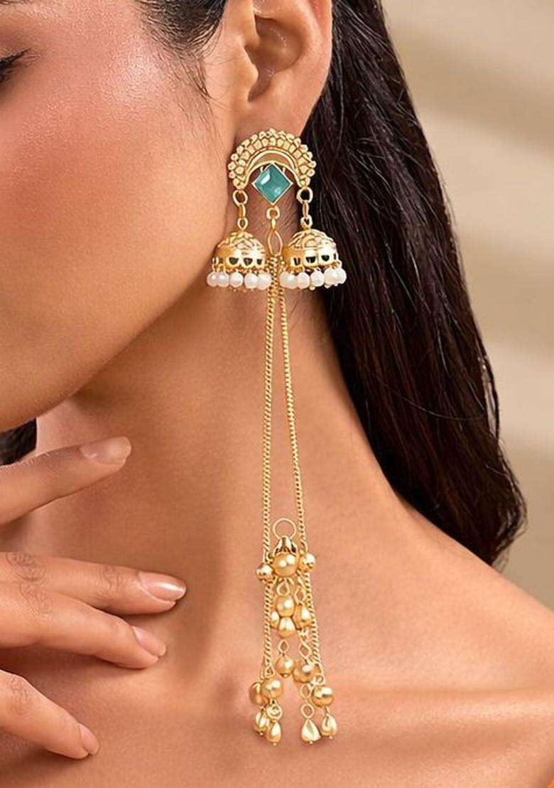 Gold-Plated Drop Earrings for Women | Traditional Ethnic Jewellery for Wedding & Festive Wear | Gift for Her - Indya