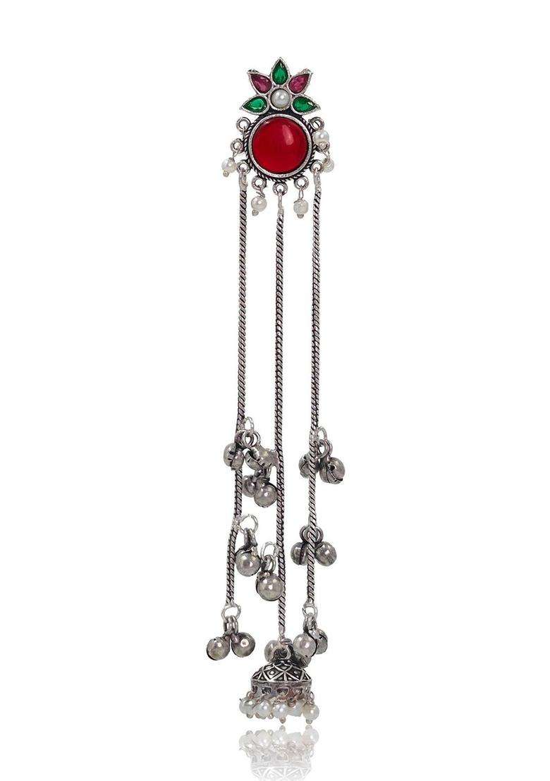 Silver-Plated Floral Drop Earrings for Women | Traditional Ethnic Jewellery for Wedding & Festive Wear | Gift for Her - Indya