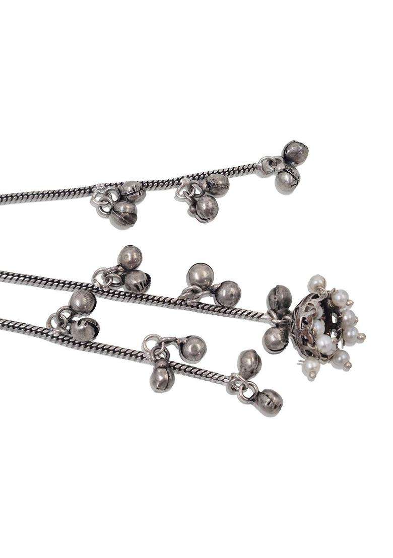 Silver-Plated Floral Drop Earrings for Women | Traditional Ethnic Jewellery for Wedding & Festive Wear | Gift for Her - Indya