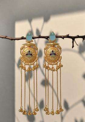 Gold-Plated Geometric Drop Earrings for Women | Traditional Ethnic Jewellery for Wedding & Festive Wear | Gift for Her