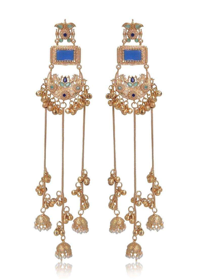 Gold-Plated Geometric Drop Earrings for Women | Traditional Ethnic Jewellery for Wedding & Festive Wear | Gift for Her - Indya