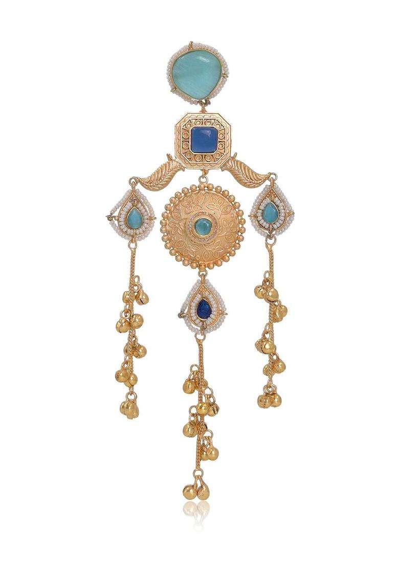 Gold-Plated Geometric Drop Earrings for Women | Traditional Ethnic Jewellery for Wedding & Festive Wear | Gift for Her - Indya