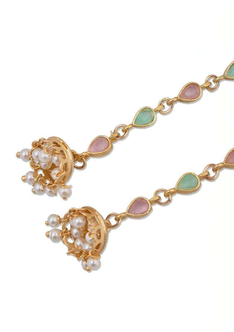 Gold-Plated Geometric Drop Earrings for Women | Traditional Ethnic Jewellery for Wedding & Festive Wear | Gift for Her - Indya