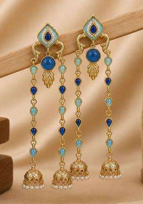 Gold-Plated Geometric Jhumkas Earrings for Women | Traditional Ethnic Jewellery for Wedding & Festive Wear | Gift for Her