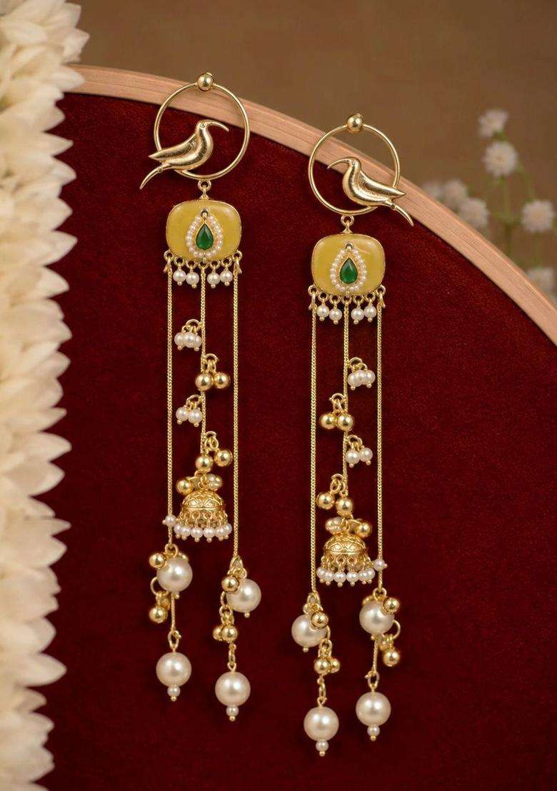 Silver-Plated Geometric Drop Earrings for Women | Traditional Ethnic Jewellery for Wedding & Festive Wear | Gift for Her - Indya