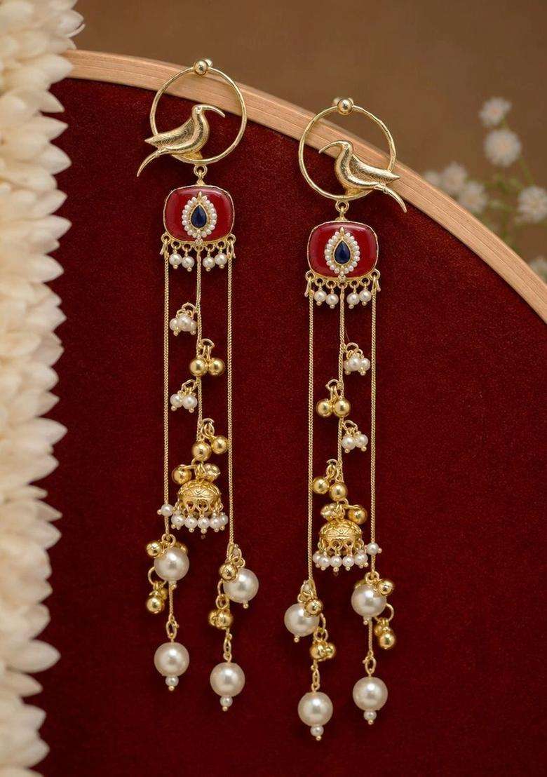 Silver-Plated Geometric Drop Earrings for Women | Traditional Ethnic Jewellery for Wedding & Festive Wear | Gift for Her - Indya