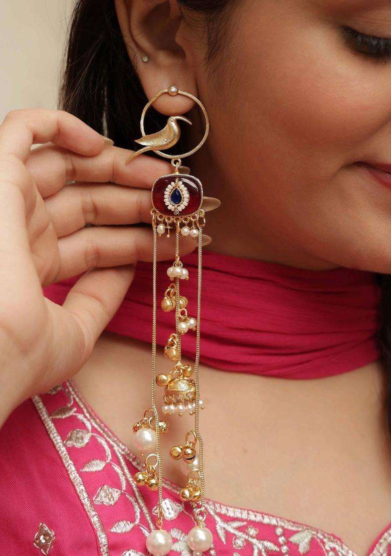 Silver-Plated Geometric Drop Earrings for Women | Traditional Ethnic Jewellery for Wedding & Festive Wear | Gift for Her - Indya