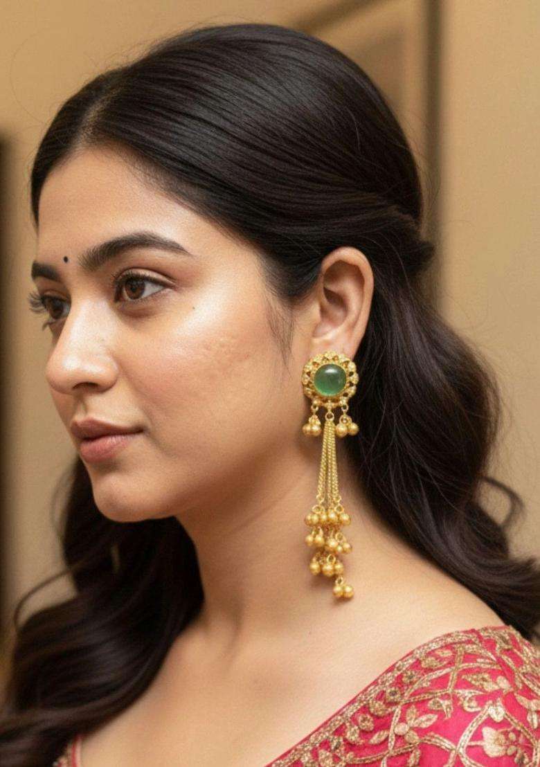 Gold-Plated Classic Drop Earrings for Women | Traditional Ethnic Jewellery for Wedding & Festive Wear | Gift for Her - Indya