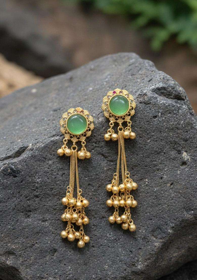 Gold-Plated Classic Drop Earrings for Women | Traditional Ethnic Jewellery for Wedding & Festive Wear | Gift for Her - Indya