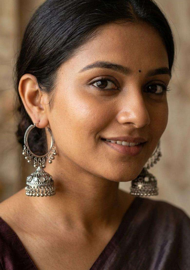 Silver-Plated Circular Jhumkas Earrings for Women | Traditional Ethnic Jewellery for Wedding & Festive Wear | Gift for Her - Indya