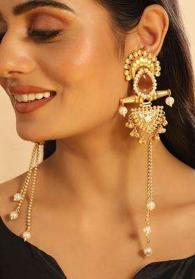 Gold-Plated Contemporary Serene Cascade Kashmiri Earrings for Women | Fusion Party & Festive Wear | Gift for Her
