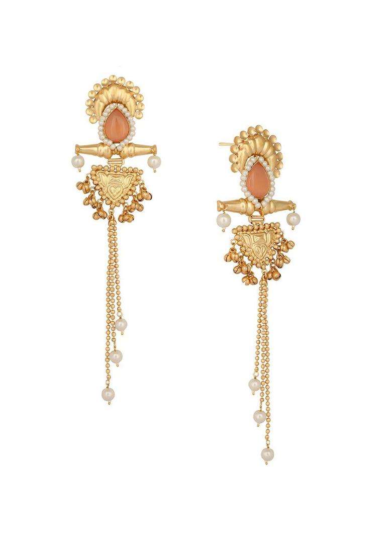 Gold-Plated Contemporary Serene Cascade Kashmiri Earrings for Women | Fusion Party & Festive Wear | Gift for Her - Indya