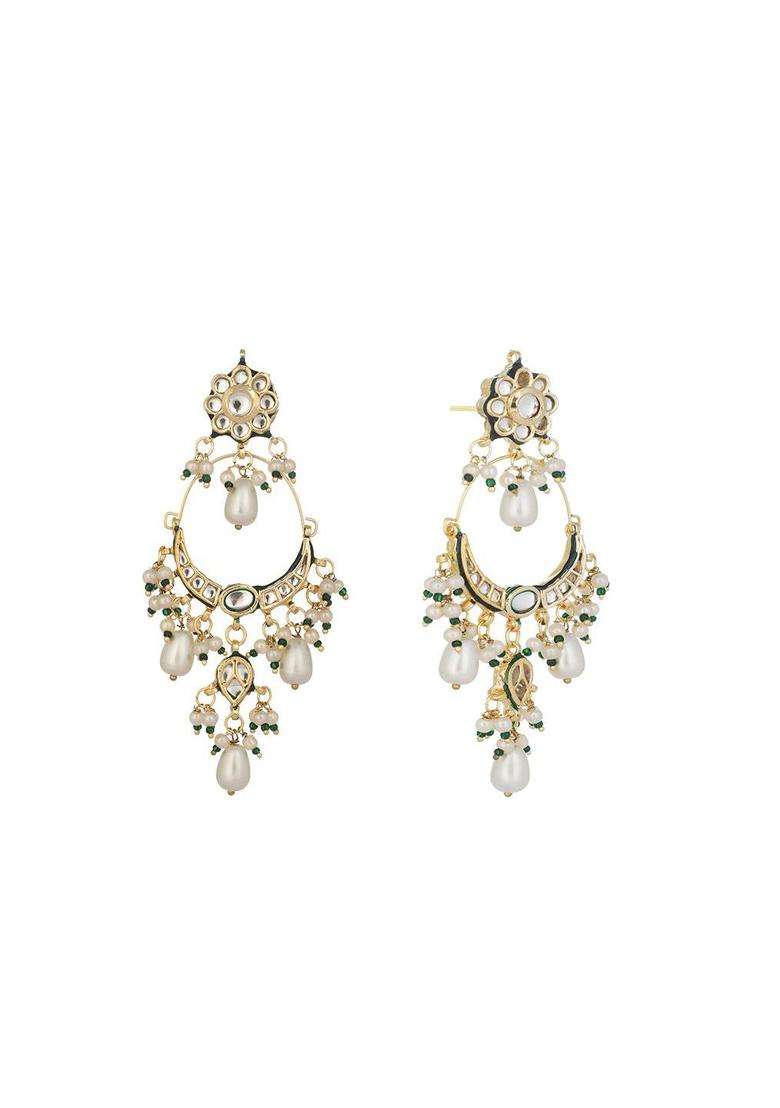 Gold-Plated Contemporary Chandbalis Earrings with Kundan for Women | Traditional Ethnic Jewellery for Wedding & Festive Wear | Gift for Her - Indya