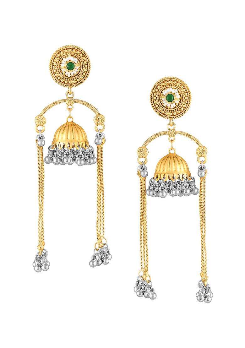 Ghungroo Kashmiri Long Jhumka Drop Earrings with Kundan for Women | Traditional Ethnic Jewellery for Wedding & Festive Wear | Gift for Her - Indya