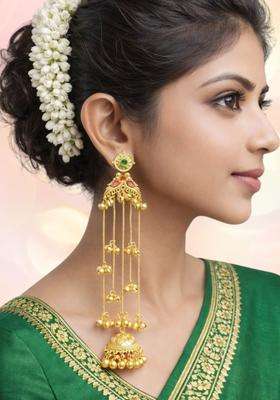 Ghungroo Kashmiri Long Jhumka Earrings with Kundan for Women | Traditional Ethnic Jewellery for Wedding & Festive Wear | Gift for Her