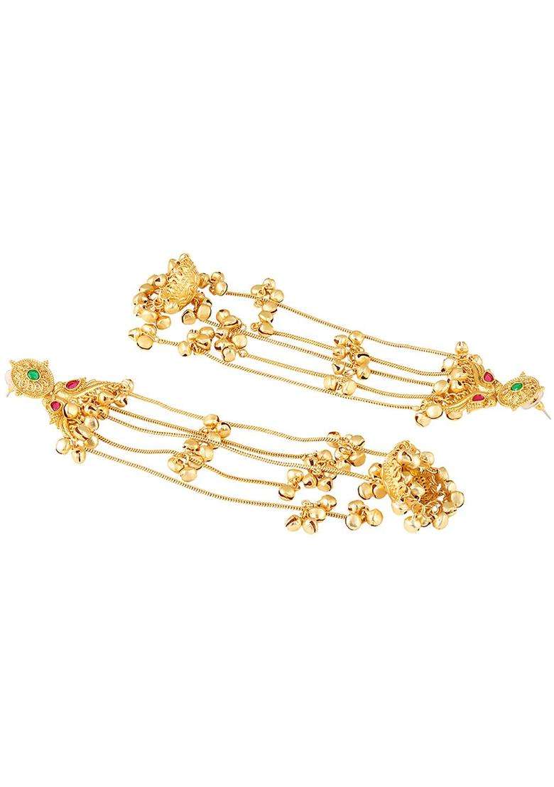 Ghungroo Kashmiri Long Jhumka Earrings with Kundan for Women | Traditional Ethnic Jewellery for Wedding & Festive Wear | Gift for Her - Indya