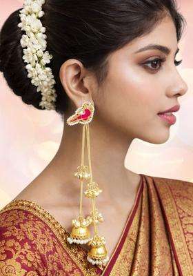 Bird Khidiya Theme Ghungroo Kashmiri Long Drop Earrings with Kundan for Women | Traditional Ethnic Jewellery for Wedding & Festive Wear | Gift for Her