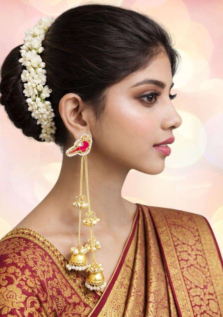 Bird Khidiya Theme Ghungroo Kashmiri Long Drop Earrings with Kundan for Women | Traditional Ethnic Jewellery for Wedding & Festive Wear | Gift for Her - Indya