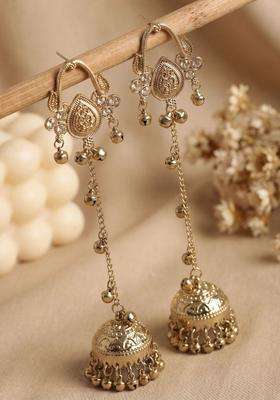 Gold-Plated Classic Jhumkas Earrings for Women | Traditional Ethnic Jewellery for Wedding & Festive Wear | Gift for Her