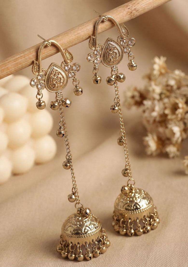 Gold-Plated Classic Jhumkas Earrings for Women | Traditional Ethnic Jewellery for Wedding & Festive Wear | Gift for Her - Indya