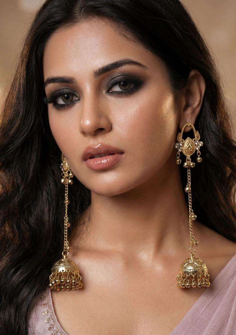 Gold-Plated Classic Jhumkas Earrings for Women | Traditional Ethnic Jewellery for Wedding & Festive Wear | Gift for Her - Indya