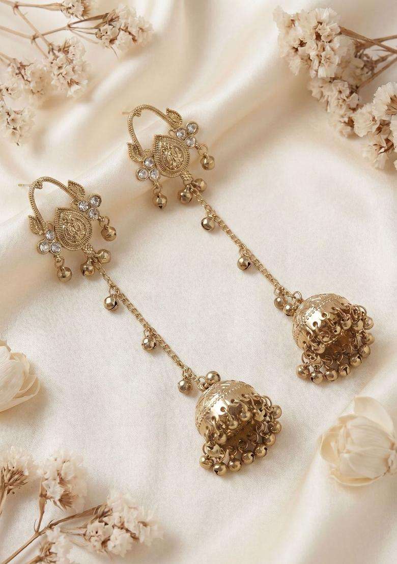 Gold-Plated Classic Jhumkas Earrings for Women | Traditional Ethnic Jewellery for Wedding & Festive Wear | Gift for Her - Indya