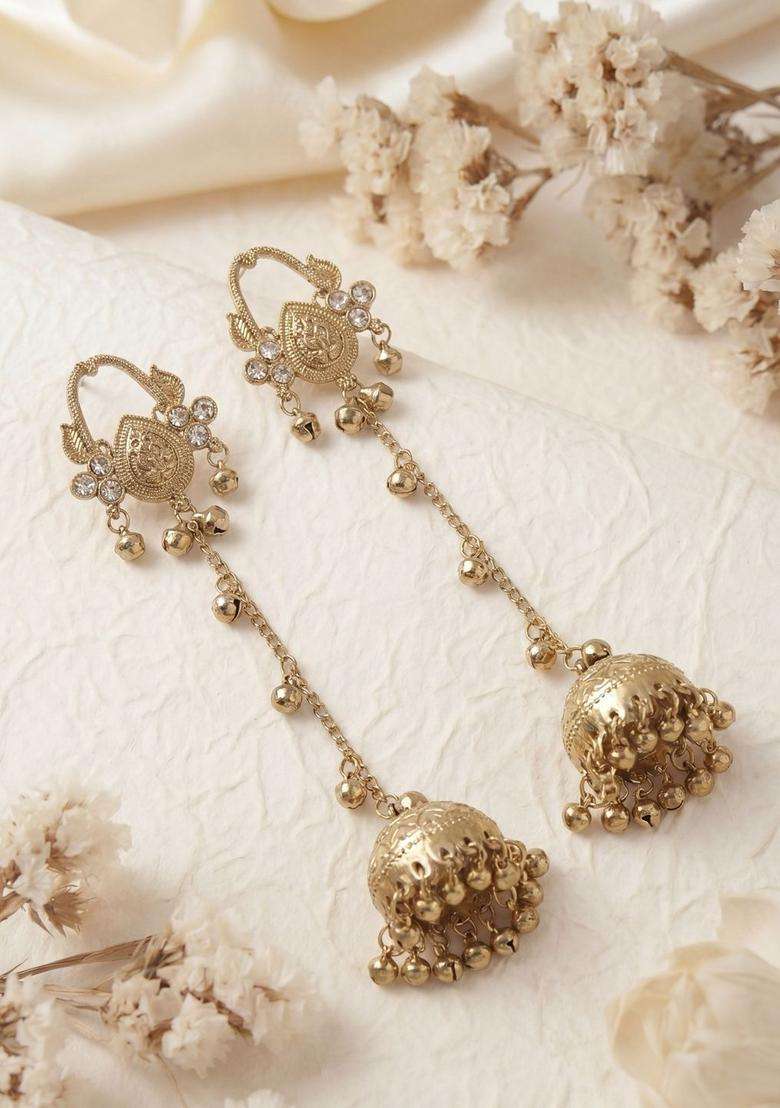 Gold-Plated Classic Jhumkas Earrings for Women | Traditional Ethnic Jewellery for Wedding & Festive Wear | Gift for Her - Indya