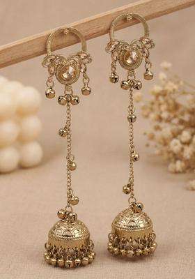 Gold-Plated Geometric Jhumkas Earrings for Women | Traditional Ethnic Jewellery for Wedding & Festive Wear | Gift for Her