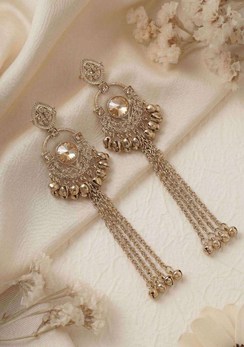 Gold-Plated Geometric Drop Earrings for Women | Traditional Ethnic Jewellery for Wedding & Festive Wear | Gift for Her - Indya