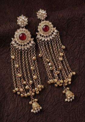 Gold-Plated Classic Earrings with Zircon for Women | Traditional Ethnic Jewellery for Wedding & Festive Wear | Gift for Her