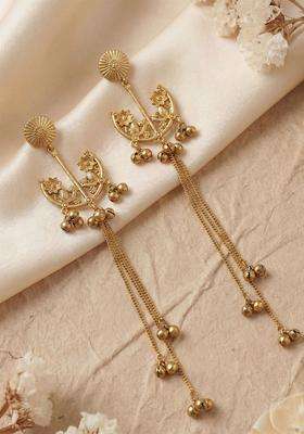 Gold-Plated Contemporary Drop Earrings for Women | Traditional Ethnic Jewellery for Wedding & Festive Wear | Gift for Her