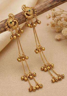 Gold-Plated Peacock Shaped Drop Earrings for Women | Traditional Ethnic Jewellery for Wedding & Festive Wear | Gift for Her