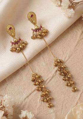 Gold-Plated Geometric Drop Earrings for Women | Traditional Ethnic Jewellery for Wedding & Festive Wear | Gift for Her