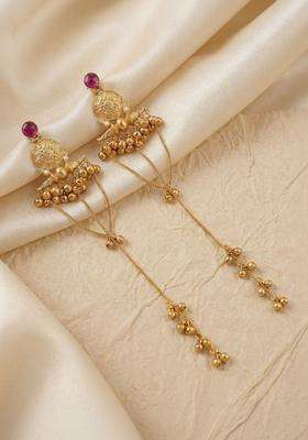 Gold-Plated Contemporary Drop Earrings for Women | Traditional Ethnic Jewellery for Wedding & Festive Wear | Gift for Her