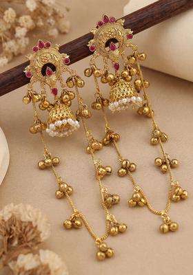 Gold-Plated Geometric Jhumkas Earrings for Women | Traditional Ethnic Jewellery for Wedding & Festive Wear | Gift for Her